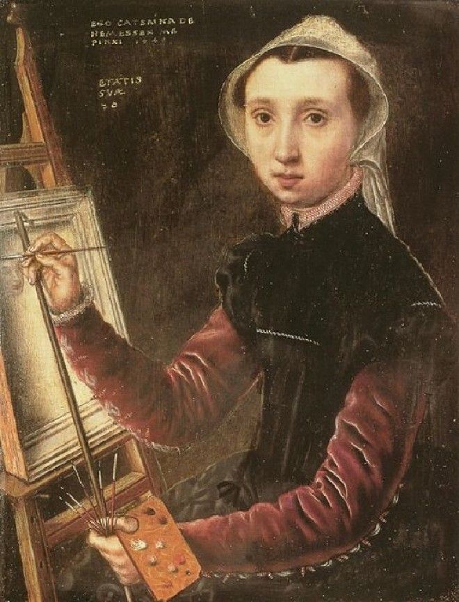 Автопортрет. Автор: Катарина ван Хемессен. Автопортрет. Автор: Катарина ван Хемессен.