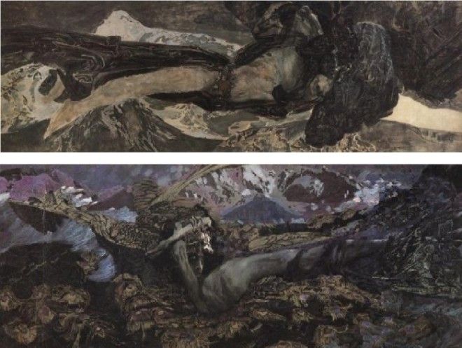 Михаил Врубель. Демон летящий, 1899 г. (вверху) Демон поверженный, 1902 г. (внизу) Михаил Врубель. Демон летящий, 1899 г. (вверху) Демон поверженный, 1902 г. (внизу)